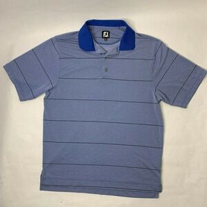 Footjoy Mens Large Blue Striped Short Sleeve Polo Shirt W